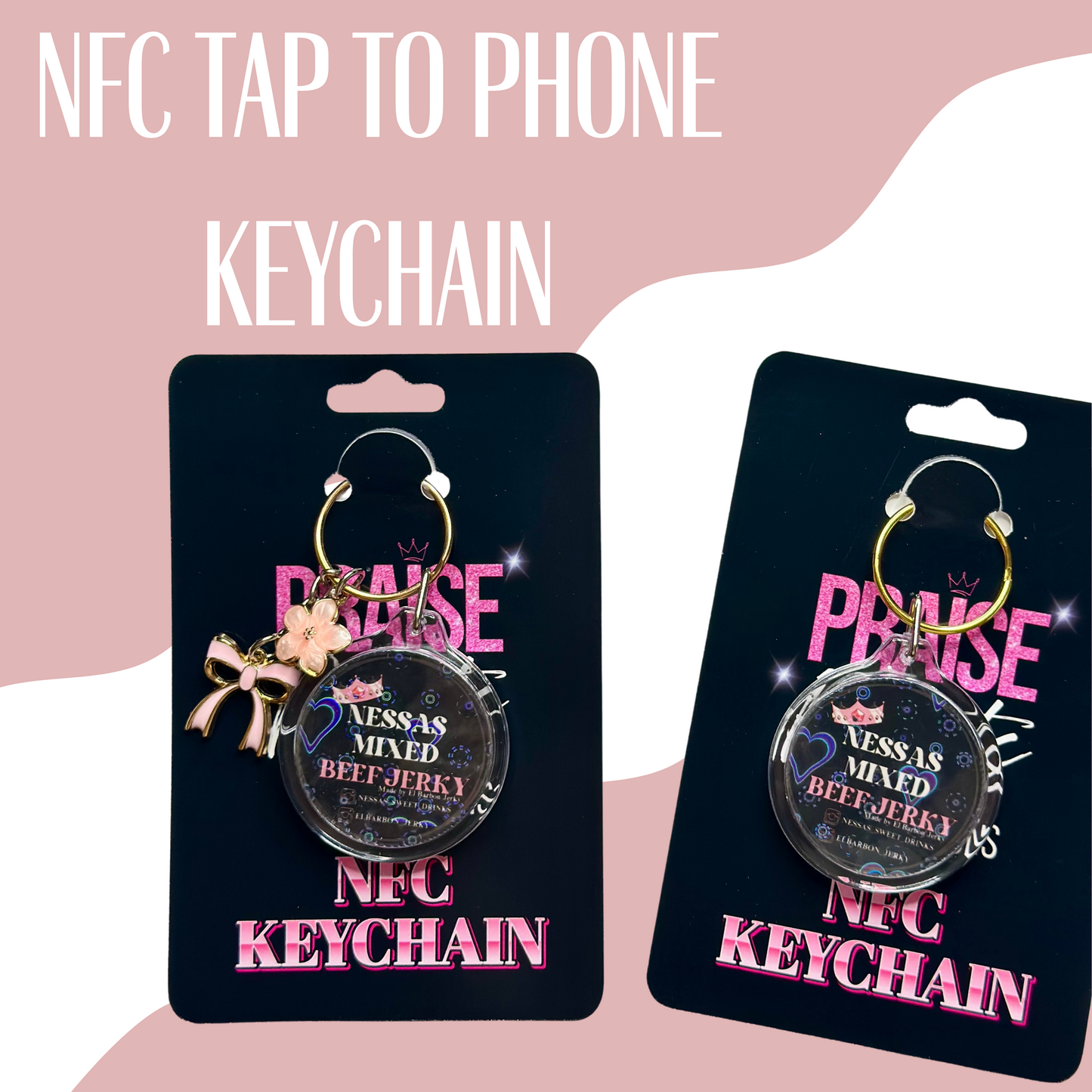 " Just girly things" NFC Acrylic Keychain W Charms
